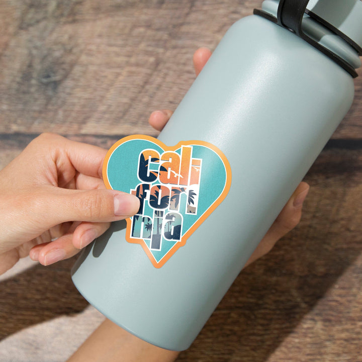 California, State Love Graphic, Contour, Vinyl Sticker Sticker Lantern Press 