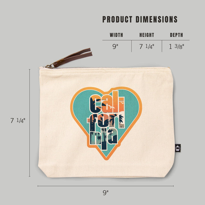 California, State Love Graphic,, Organic Cotton Zipper Pouch, Go Bag Totes Lantern Press 