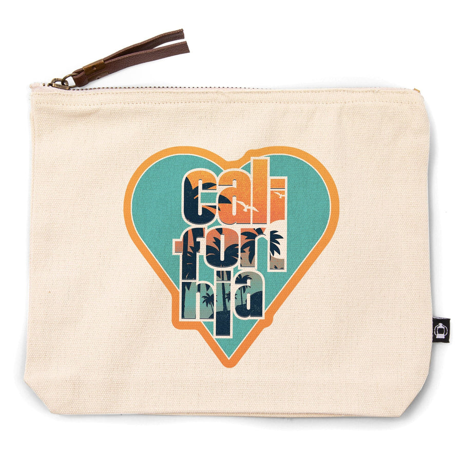 California, State Love Graphic,, Organic Cotton Zipper Pouch, Go Bag Totes Lantern Press 