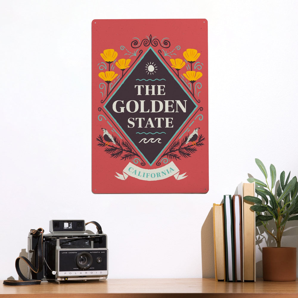California, State Motto Crest, State Series, Metal Signs Metal Lantern Press 