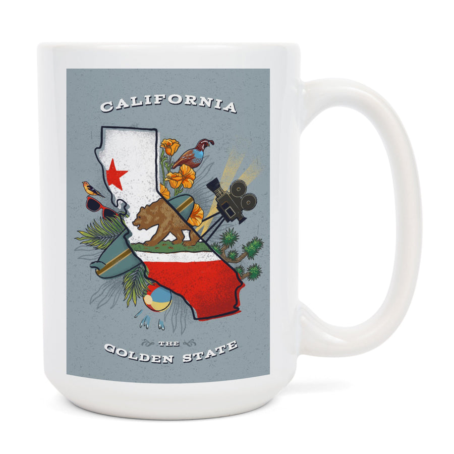 California, State Treasure Trove, State Series, Ceramic Mug - Lantern Press