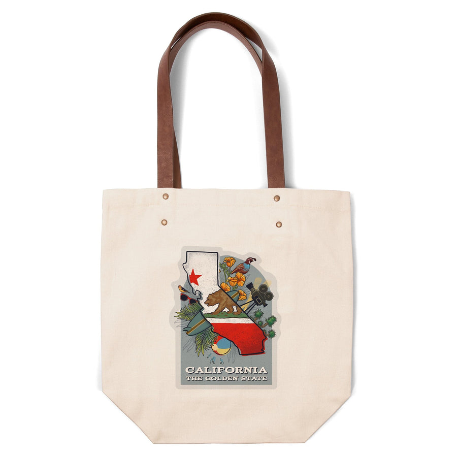 California, State Treasure Trove, State Series, Contour, Deluxe Tote Totes Lantern Press 