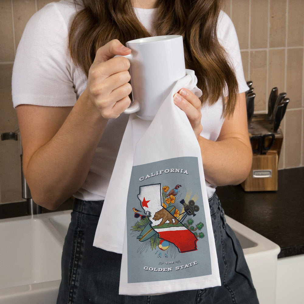 California, State Treasure Trove, State Series, Organic Cotton Kitchen Tea Towels Kitchen Lantern Press 