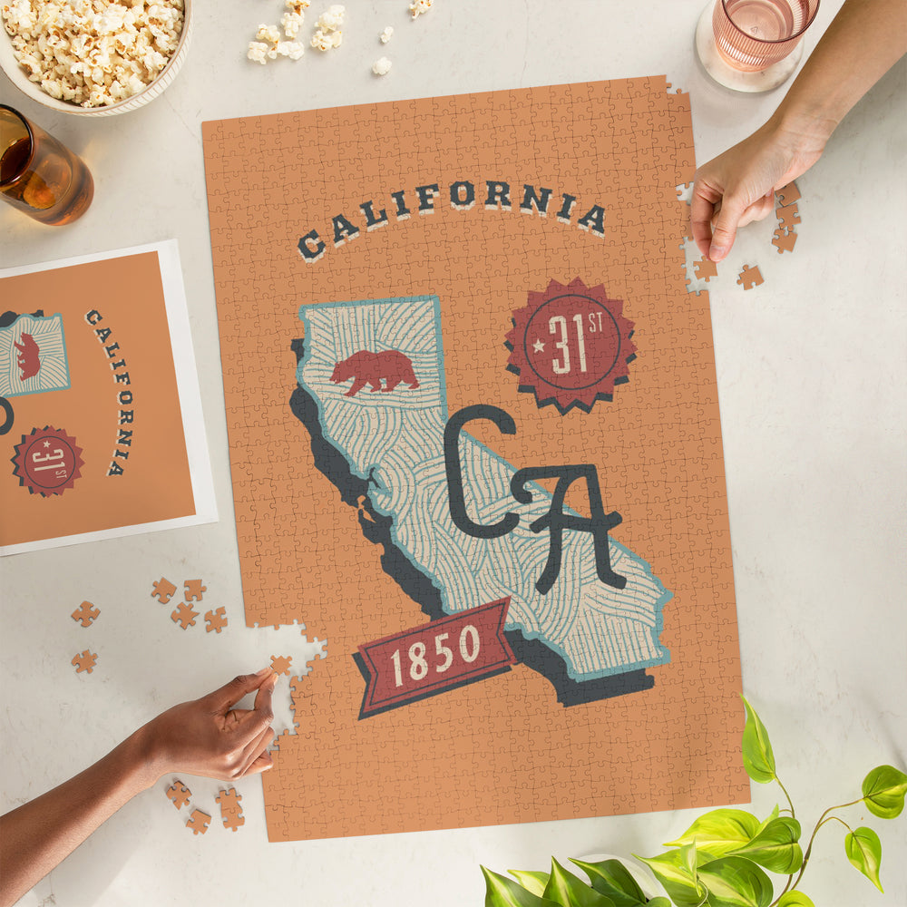 California, Statehood, State Series, Jigsaw Puzzle Puzzle Lantern Press 