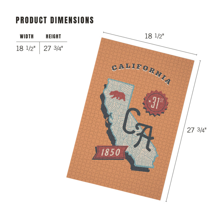 California, Statehood, State Series, Jigsaw Puzzle Puzzle Lantern Press 
