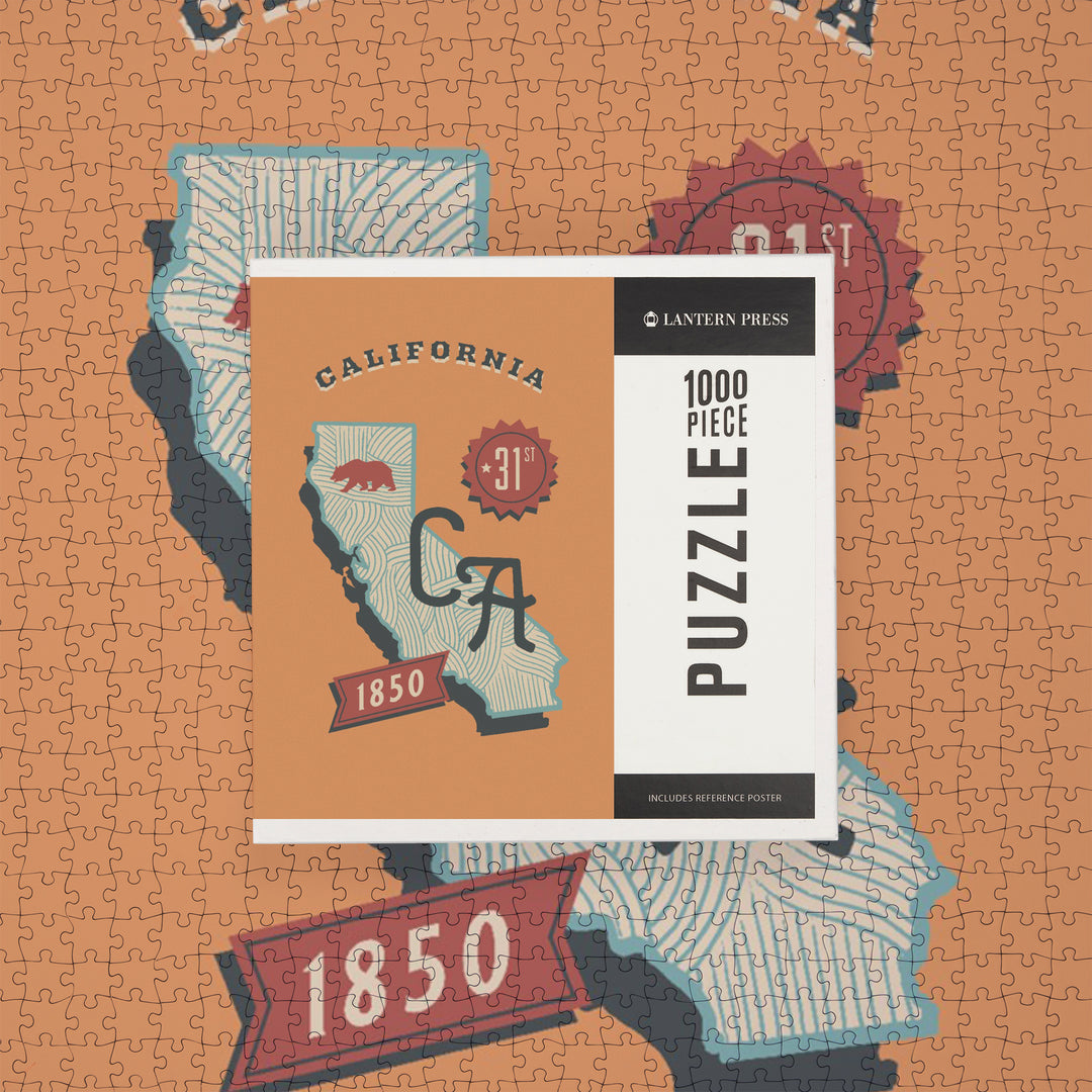 California, Statehood, State Series, Jigsaw Puzzle Puzzle Lantern Press 