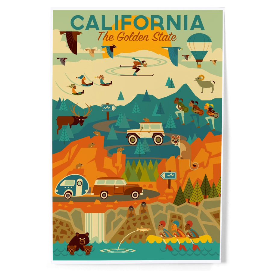 California, The Golden State, Geometric, Art & Giclee Prints Art Lantern Press 