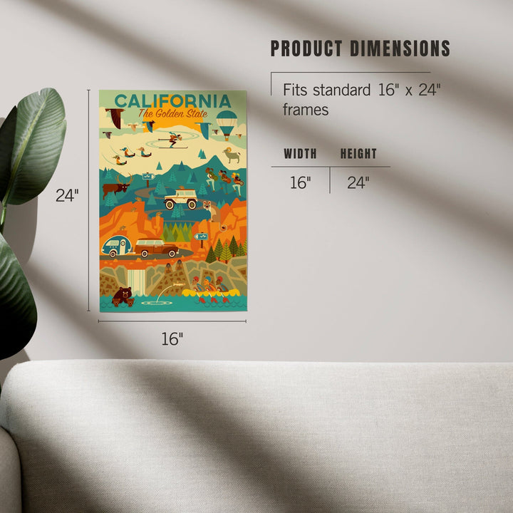 California, The Golden State, Geometric, Art & Giclee Prints Art Lantern Press 