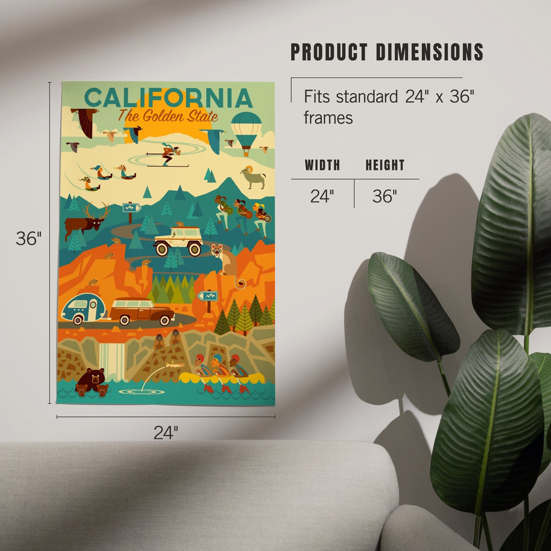 California, The Golden State, Geometric, Art & Giclee Prints Art Lantern Press 