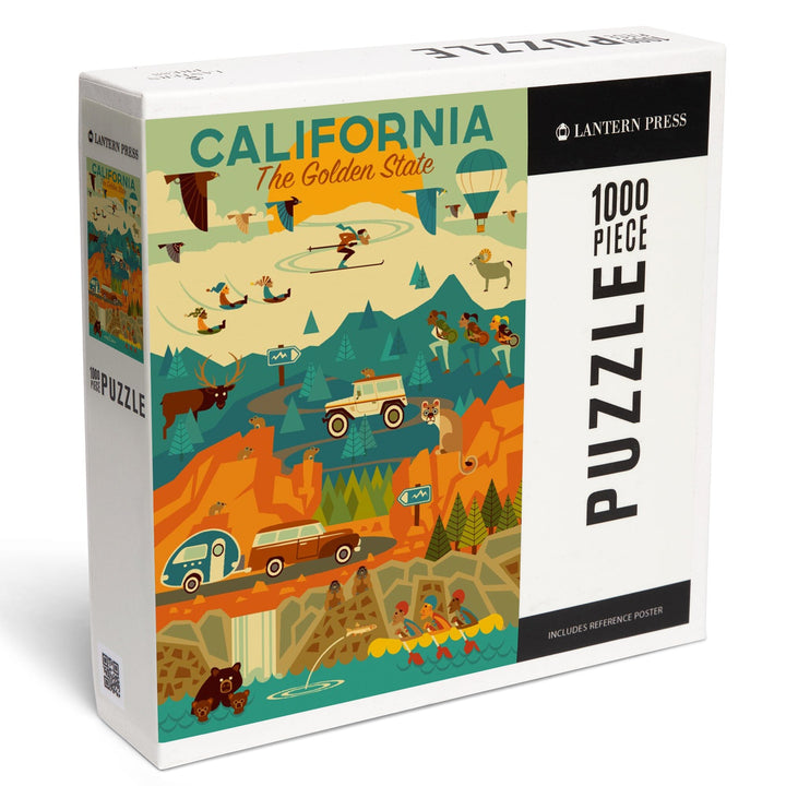 California, The Golden State, Geometric, Jigsaw Puzzle Puzzle Lantern Press 