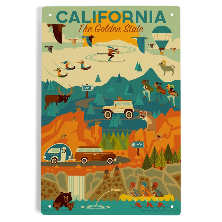 California, The Golden State, Geometric, Metal Signs Metal Lantern Press 