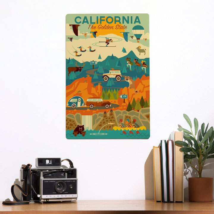 California, The Golden State, Geometric, Metal Signs Metal Lantern Press 