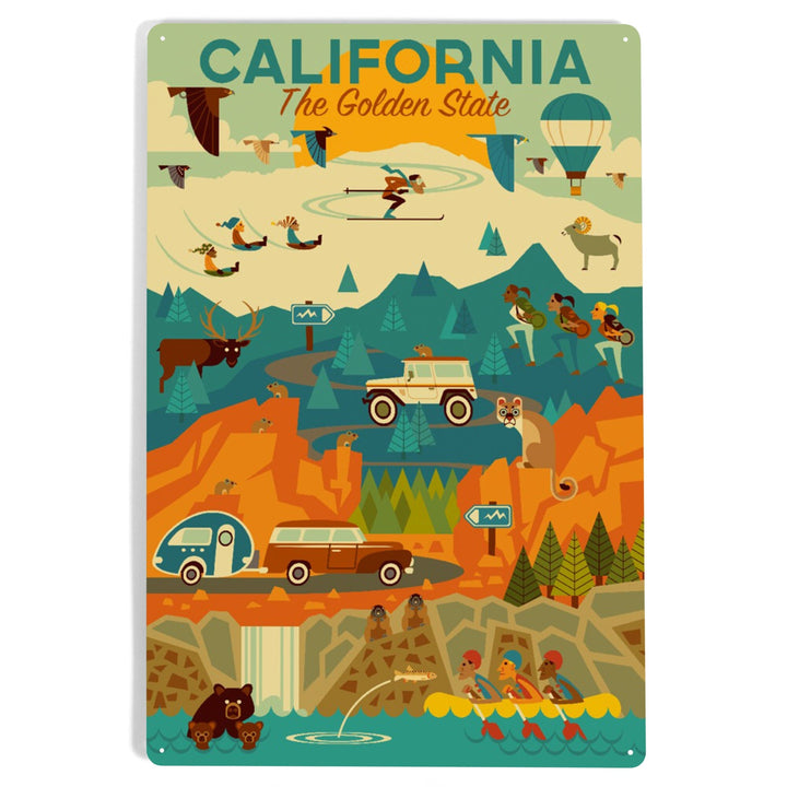 California, The Golden State, Geometric, Metal Signs Metal Lantern Press 