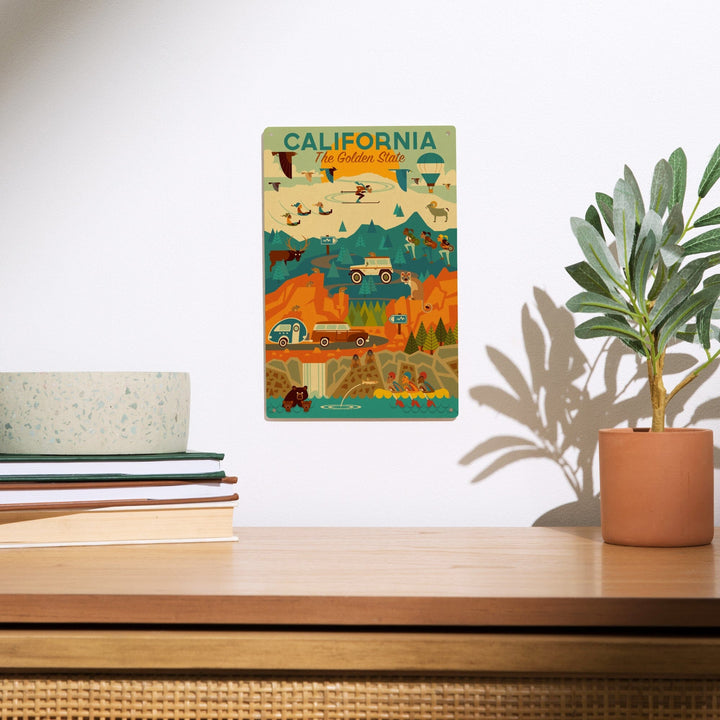 California, The Golden State, Geometric, Wood Signs and Postcards Wood Lantern Press 