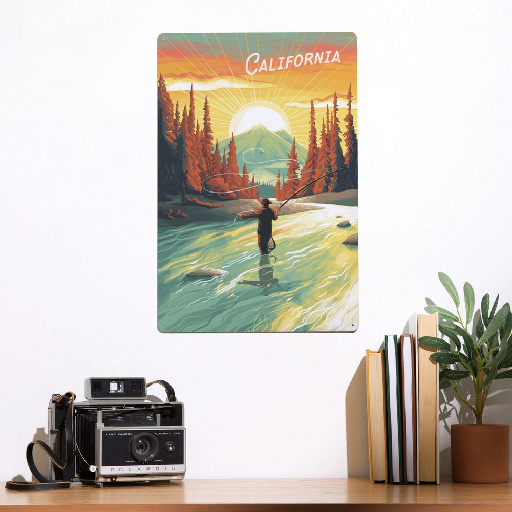 California This is Living Fishing Mountain, Metal Signs Metal Lantern Press 