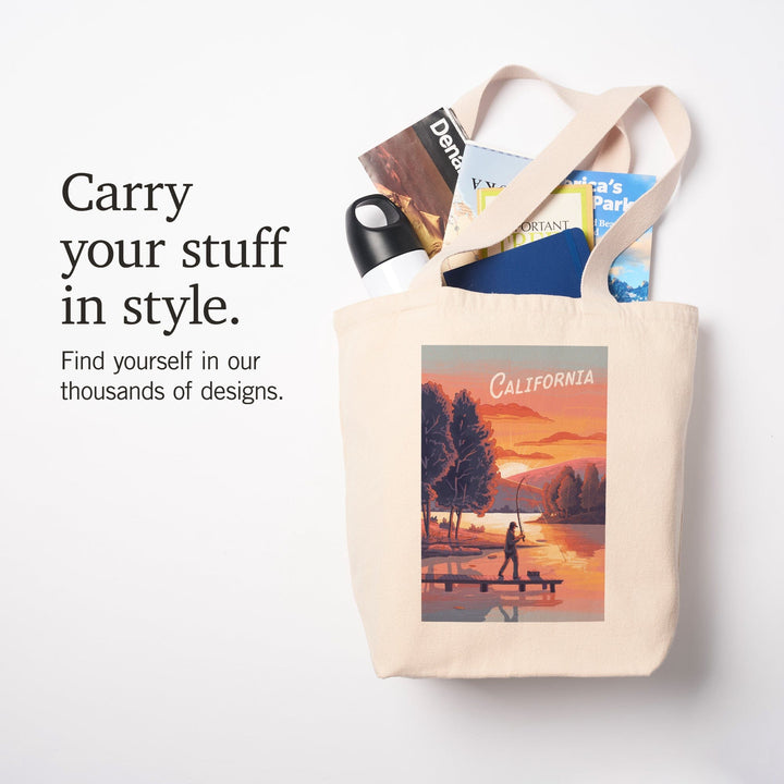 California, This is Living, Fishing, Tote Bag Totes Lantern Press 