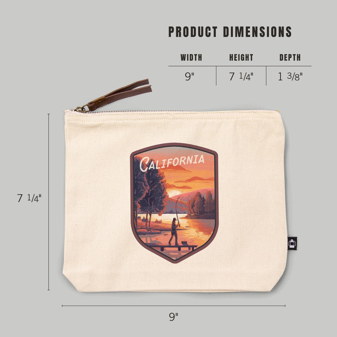 California, This is Living, Fishing with Hills,, Organic Cotton Zipper Pouch, Go Bag Totes Lantern Press 