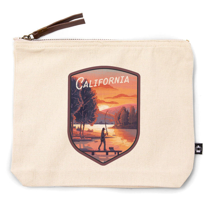 California, This is Living, Fishing with Hills,, Organic Cotton Zipper Pouch, Go Bag Totes Lantern Press 