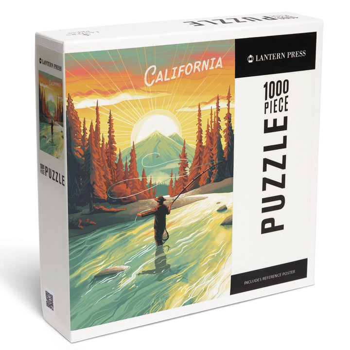 California, This is Living, Fishing with Mountain, Jigsaw Puzzle - Lantern Press