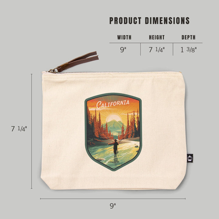 California, This is Living, Fishing with Mountain,, Organic Cotton Zipper Pouch, Go Bag Totes Lantern Press 