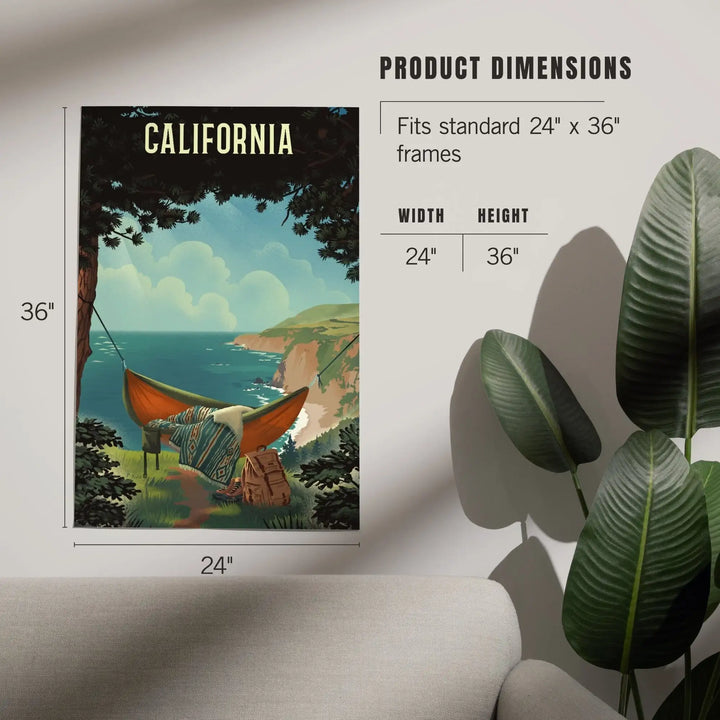 California, Today's Office, Coastal Series, Hammock on Beach, Art & Giclee Prints Art Lantern Press 