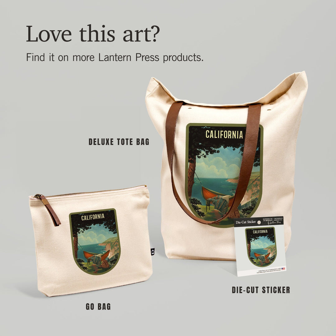 California, Today's Office, Coastal Series, Hammock on Beach,, Organic Cotton Zipper Pouch, Go Bag Totes Lantern Press 