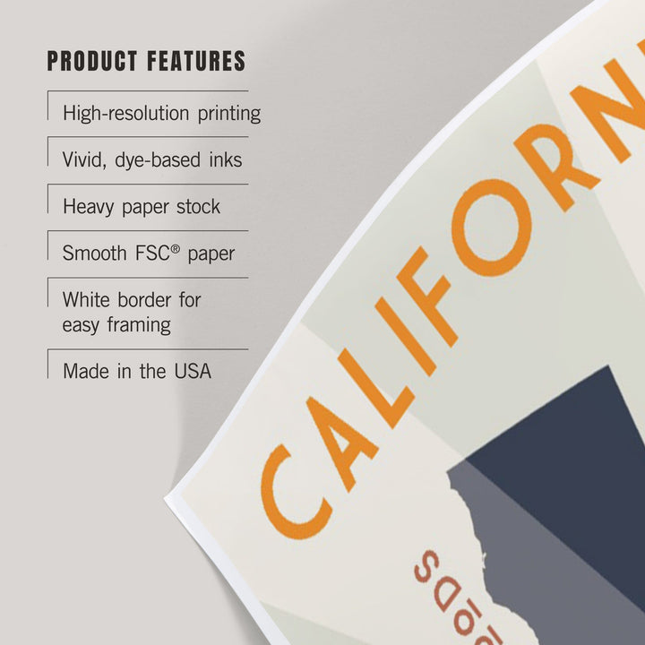 California, Typography and Icons, Art & Giclee Prints Art Lantern Press 