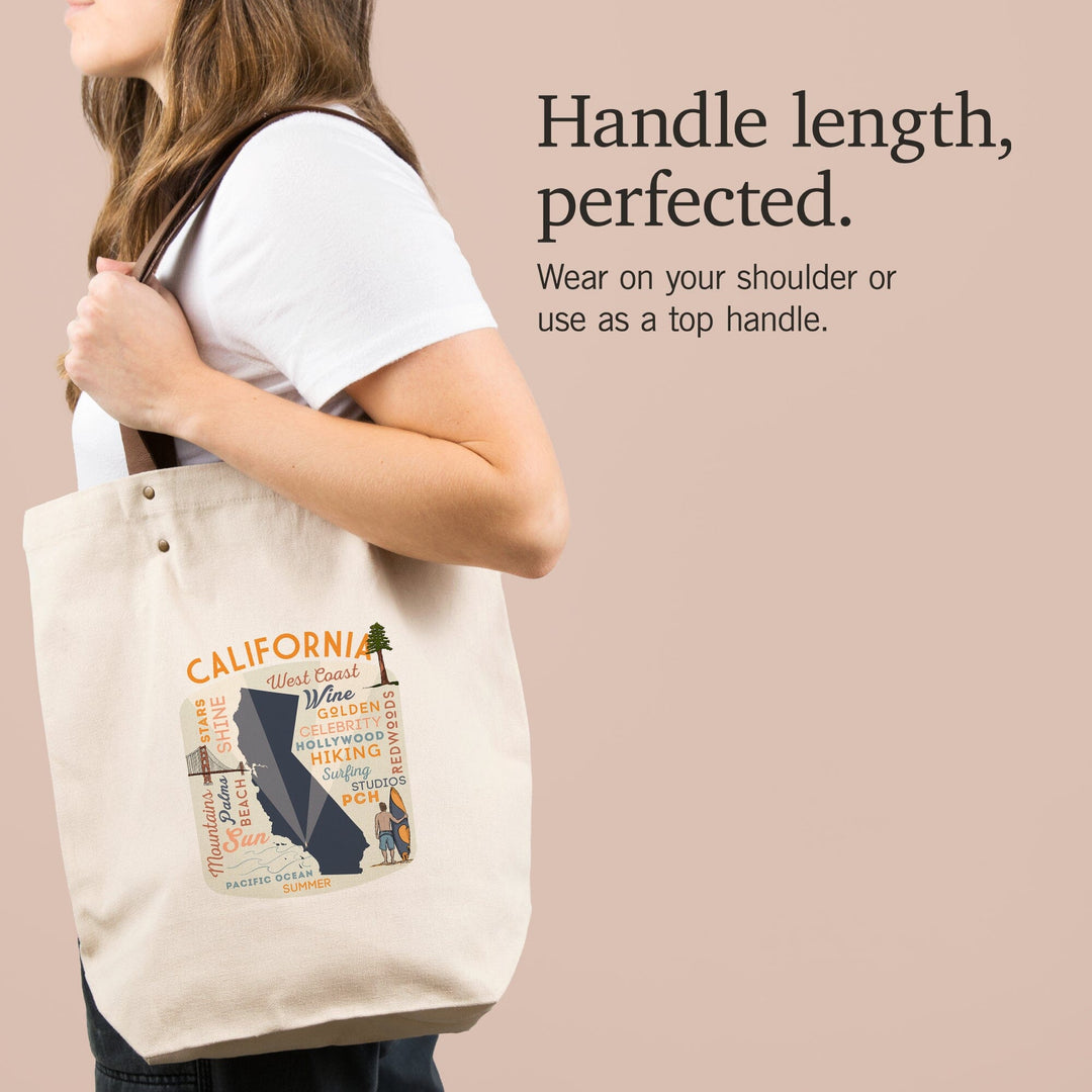 California, Typography and Icons, Contour, Accessory Go Bag - Lantern Press