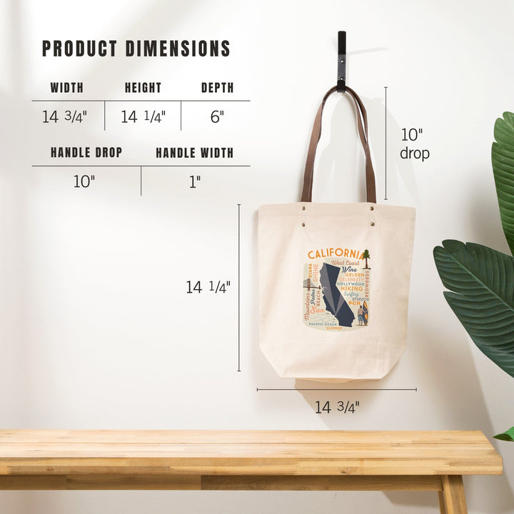 California, Typography and Icons, Contour, Accessory Go Bag - Lantern Press