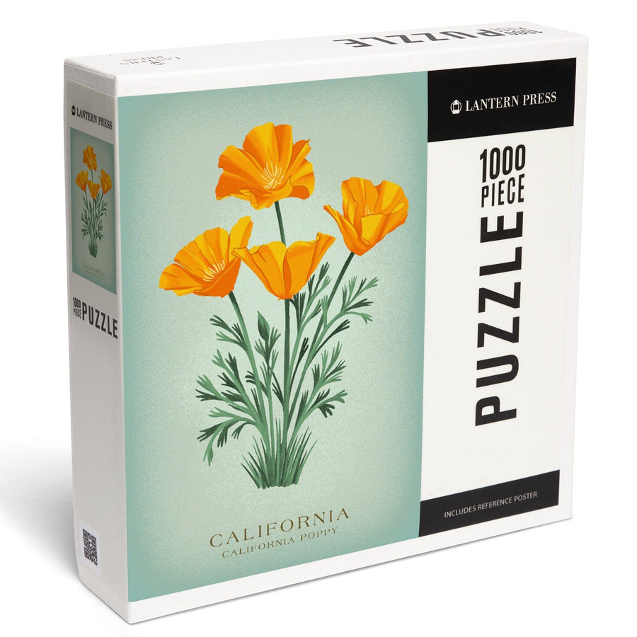 California, Vintage Flora, State Series, California Poppy, Jigsaw Puzzle Puzzle Lantern Press 