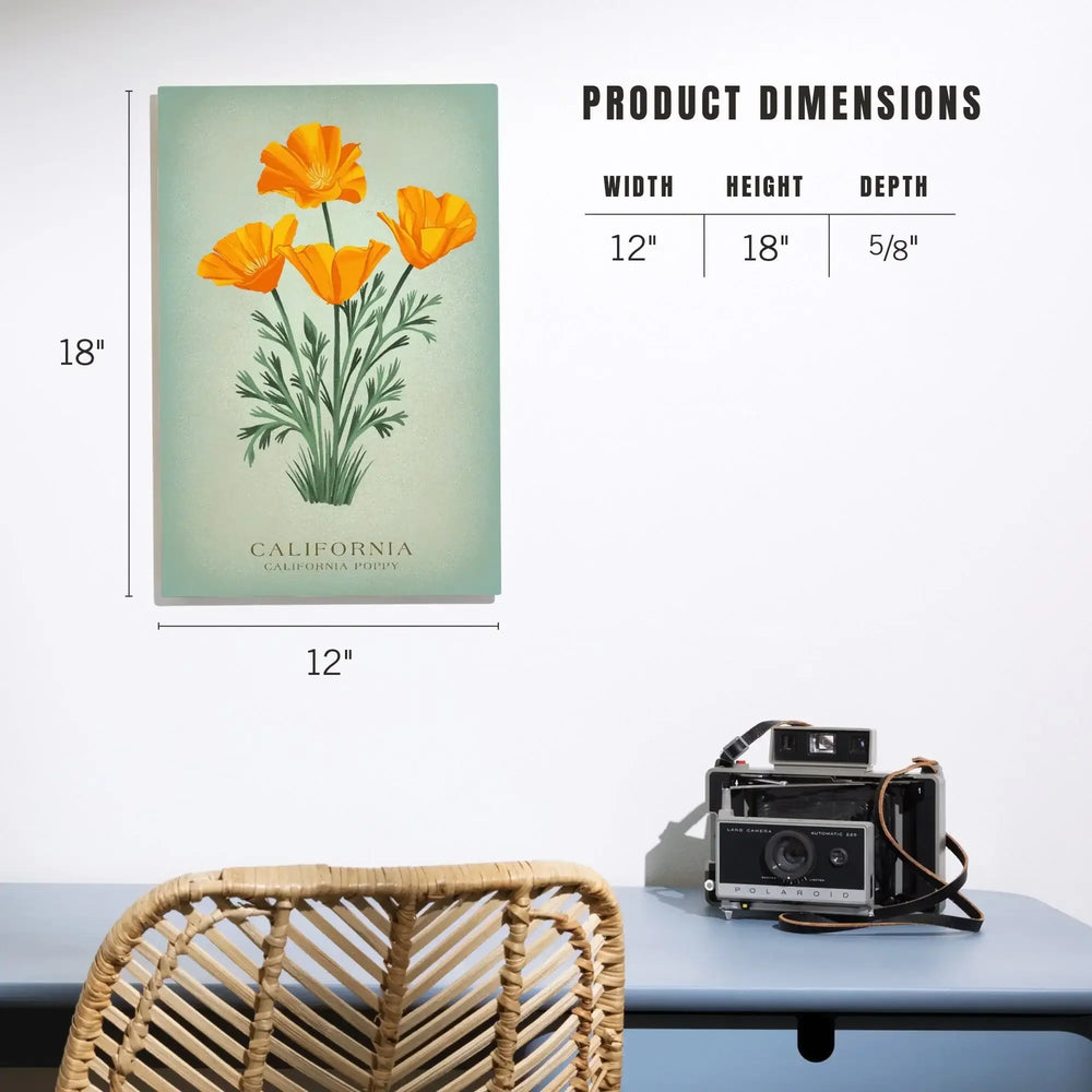 California, Vintage Flora, State Series, California Poppy, Wood Signs and Postcards Wood Lantern Press 