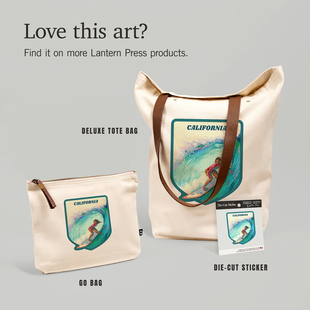 California, Vitamin Sea, Coastal Series, Surfer Girl,, Organic Cotton Zipper Pouch, Go Bag Totes Lantern Press 