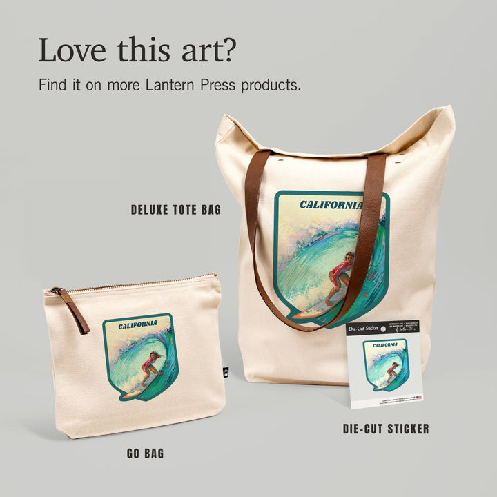 California, Vitamin Sea, Coastal Series, Surfer Girl,, Organic Cotton Zipper Pouch, Go Bag Totes Lantern Press 
