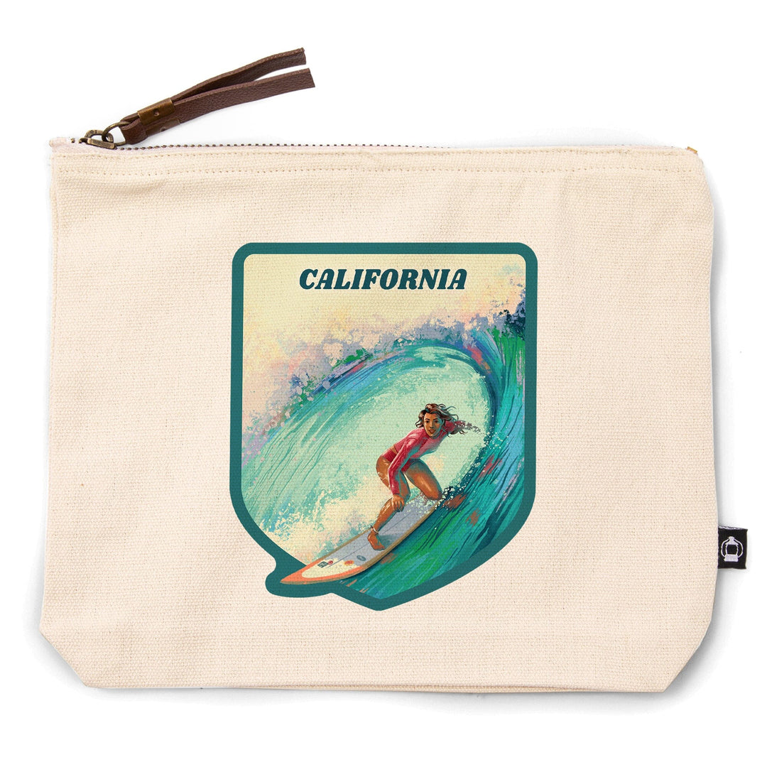 California, Vitamin Sea, Coastal Series, Surfer Girl,, Organic Cotton Zipper Pouch, Go Bag Totes Lantern Press 