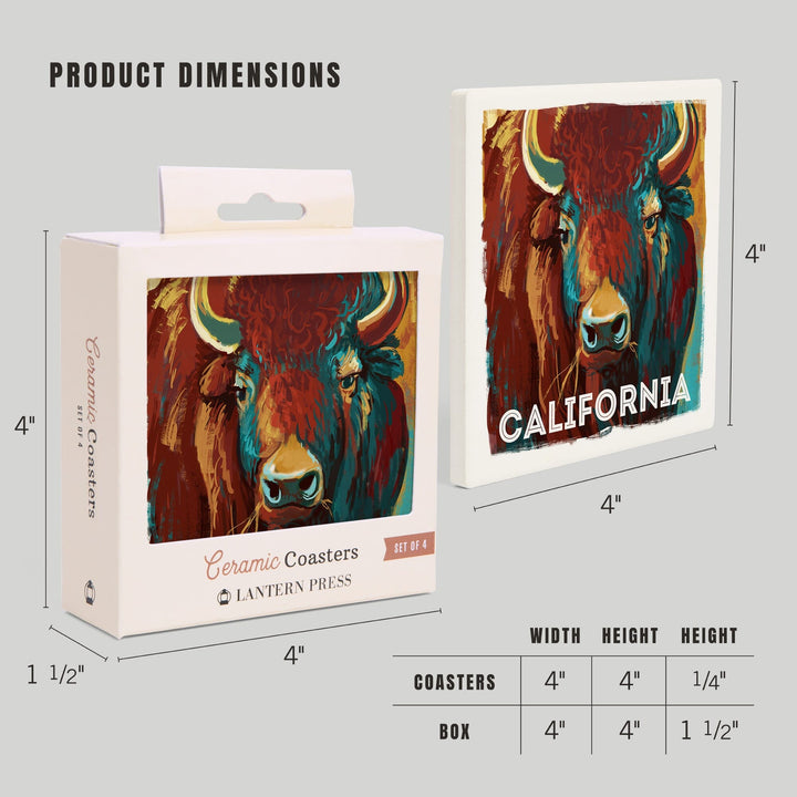 California, Vivid, Bison, Coasters Coasters Lantern Press 