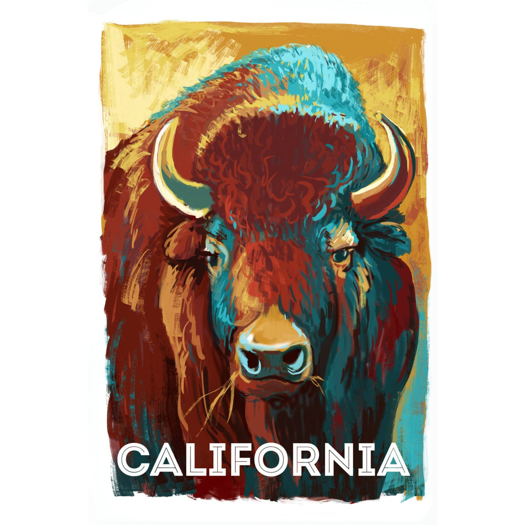 California, Vivid, Bison, Stretched Canvas Canvas Lantern Press 