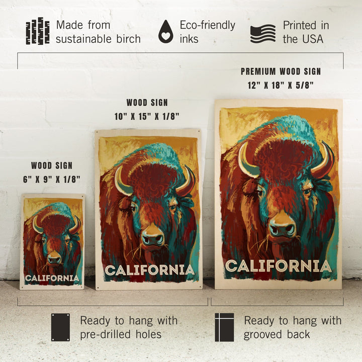 California, Vivid, Bison, Wood Signs and Postcards Wood Lantern Press 