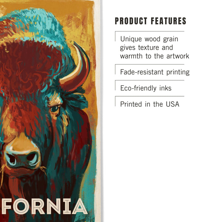 California, Vivid, Bison, Wood Signs and Postcards Wood Lantern Press 