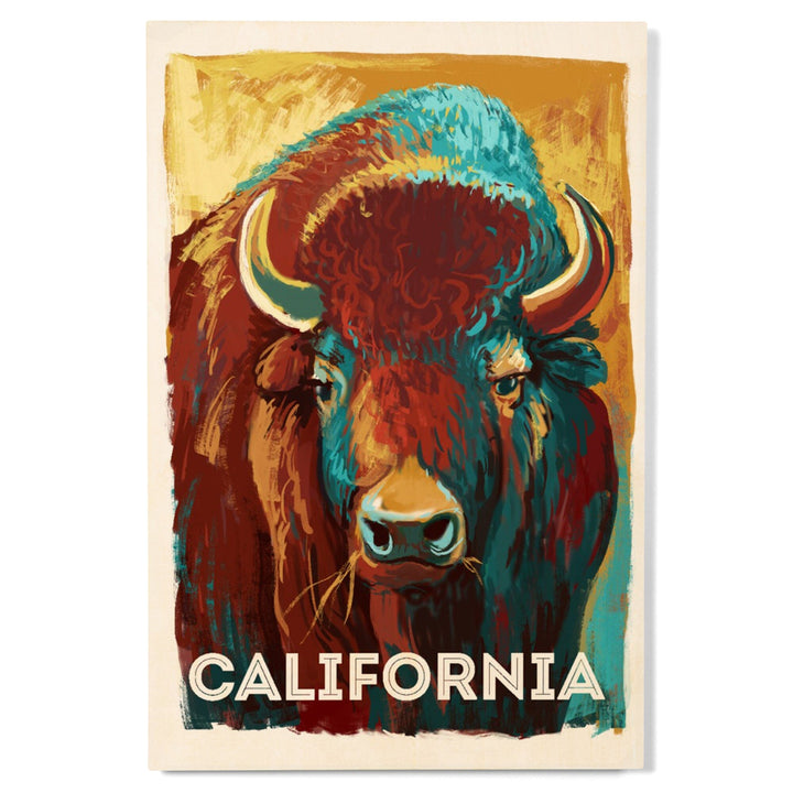 California, Vivid, Bison, Wood Signs and Postcards Wood Lantern Press 