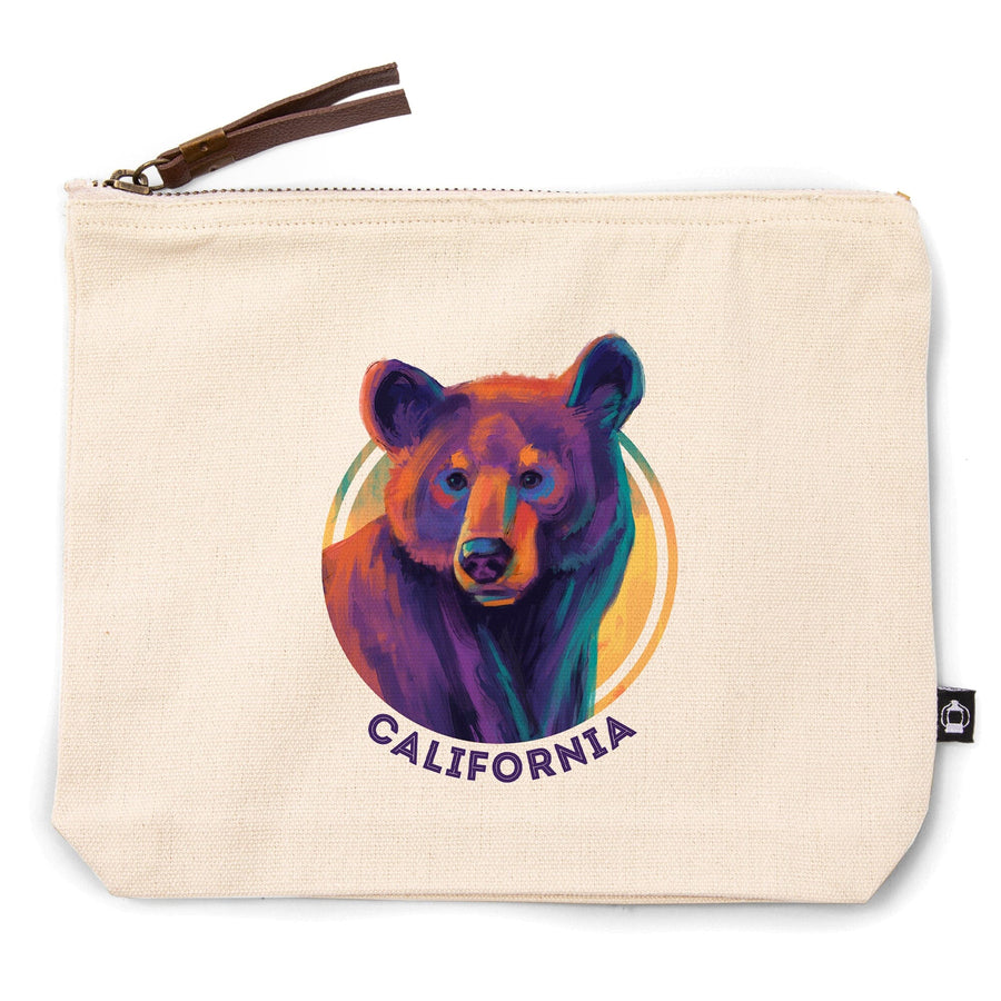 California, Vivid, Black Bear,, Organic Cotton Zipper Pouch, Go Bag Totes Lantern Press 