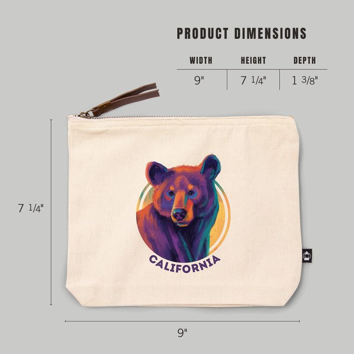 California, Vivid, Black Bear,, Organic Cotton Zipper Pouch, Go Bag Totes Lantern Press 