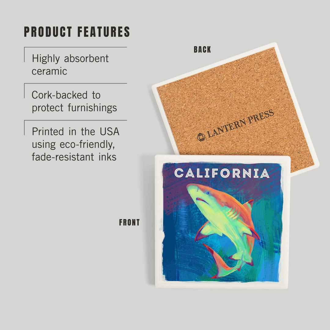 California, Vivid, Blacktip Shark, Coasters Coasters Lantern Press 