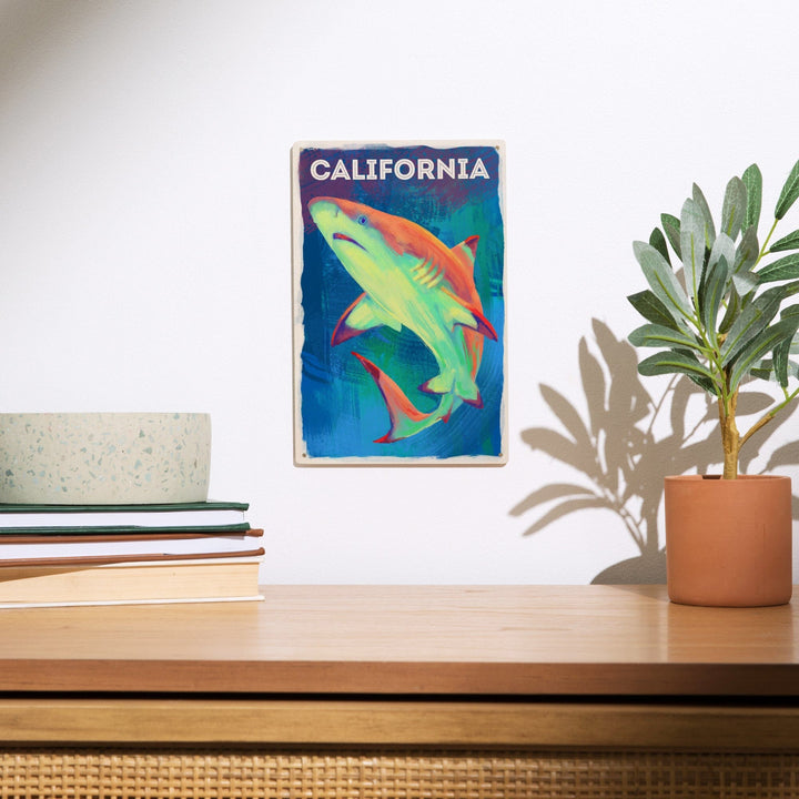 California, Vivid, Blacktip Shark, Wood Signs and Postcards Wood Lantern Press 