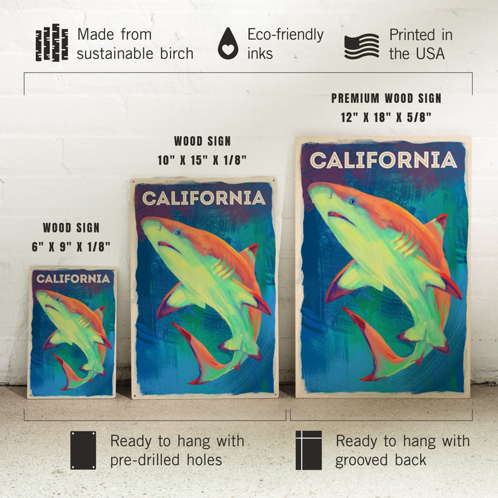 California, Vivid, Blacktip Shark, Wood Signs and Postcards Wood Lantern Press 