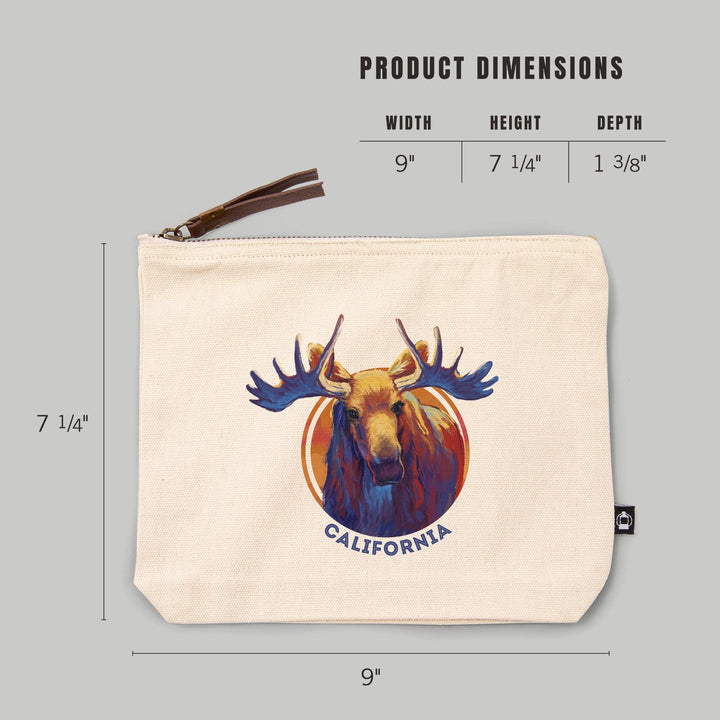 California, Vivid, Moose,, Organic Cotton Zipper Pouch, Go Bag Totes Lantern Press 