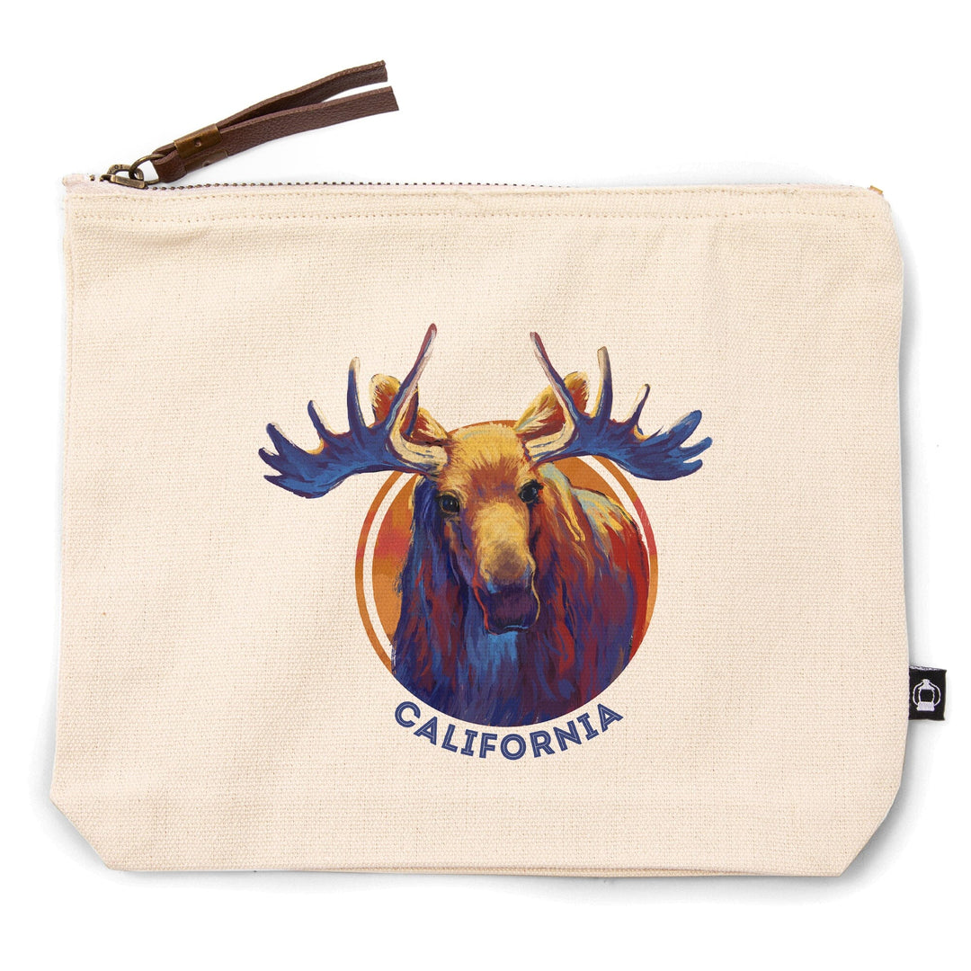 California, Vivid, Moose,, Organic Cotton Zipper Pouch, Go Bag Totes Lantern Press 