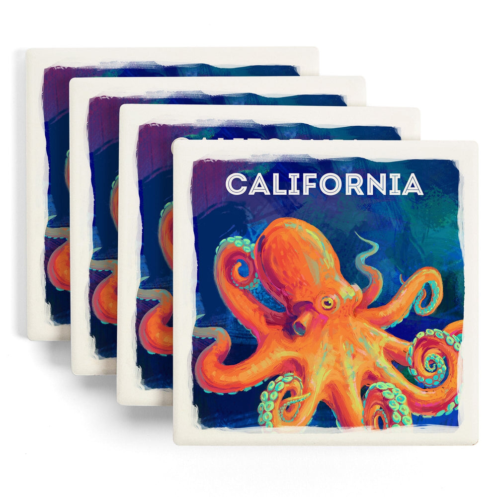 California, Vivid, Octopus, Coasters Coasters Lantern Press 