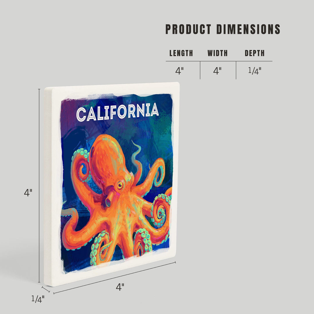 California, Vivid, Octopus, Coasters Coasters Lantern Press 