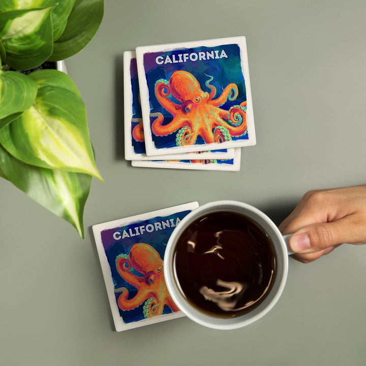 California, Vivid, Octopus, Coasters Coasters Lantern Press 