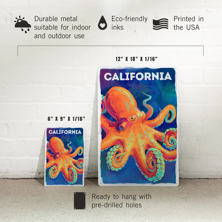 California, Vivid, Octopus, Metal Signs Metal Lantern Press 